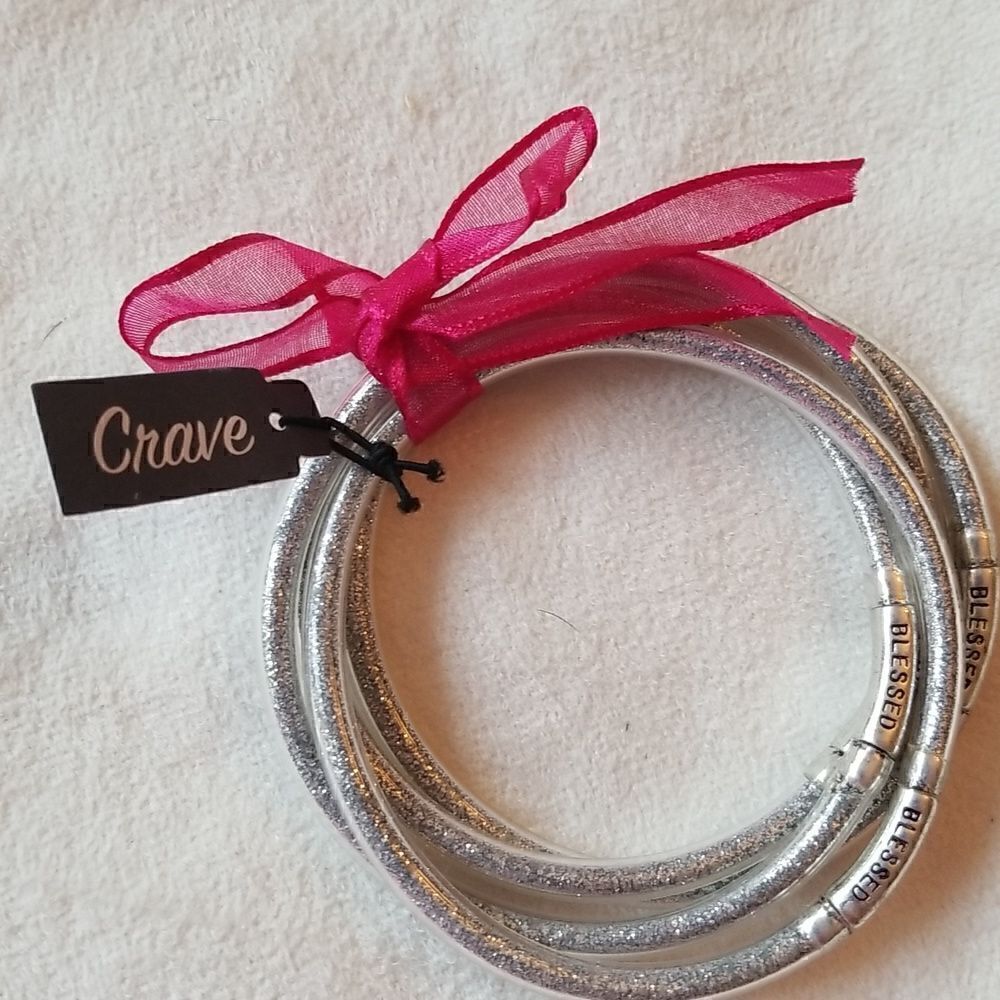 Crave bangles silver sparkly gel